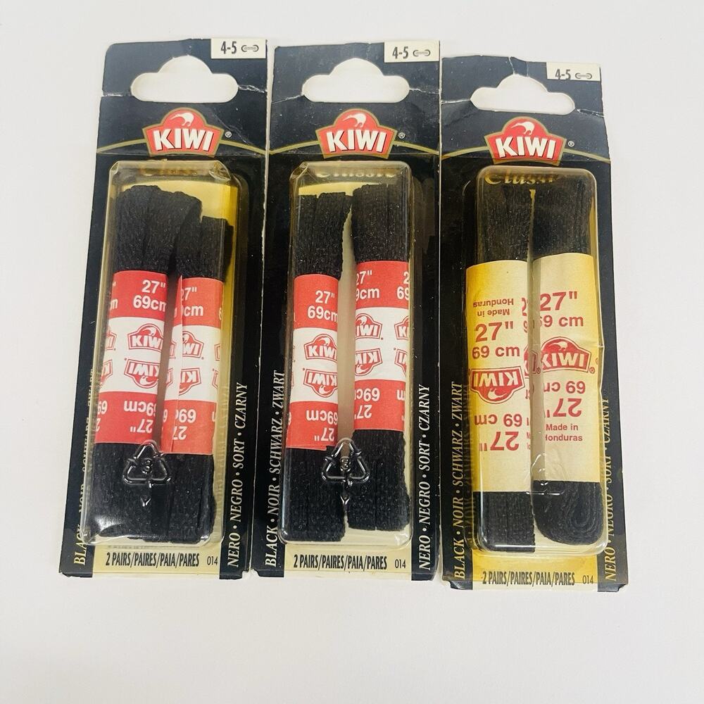 6 Pairs KIWI Dress FLAT Shoe Lace Waxed Black Shoe Laces 27", #014‎